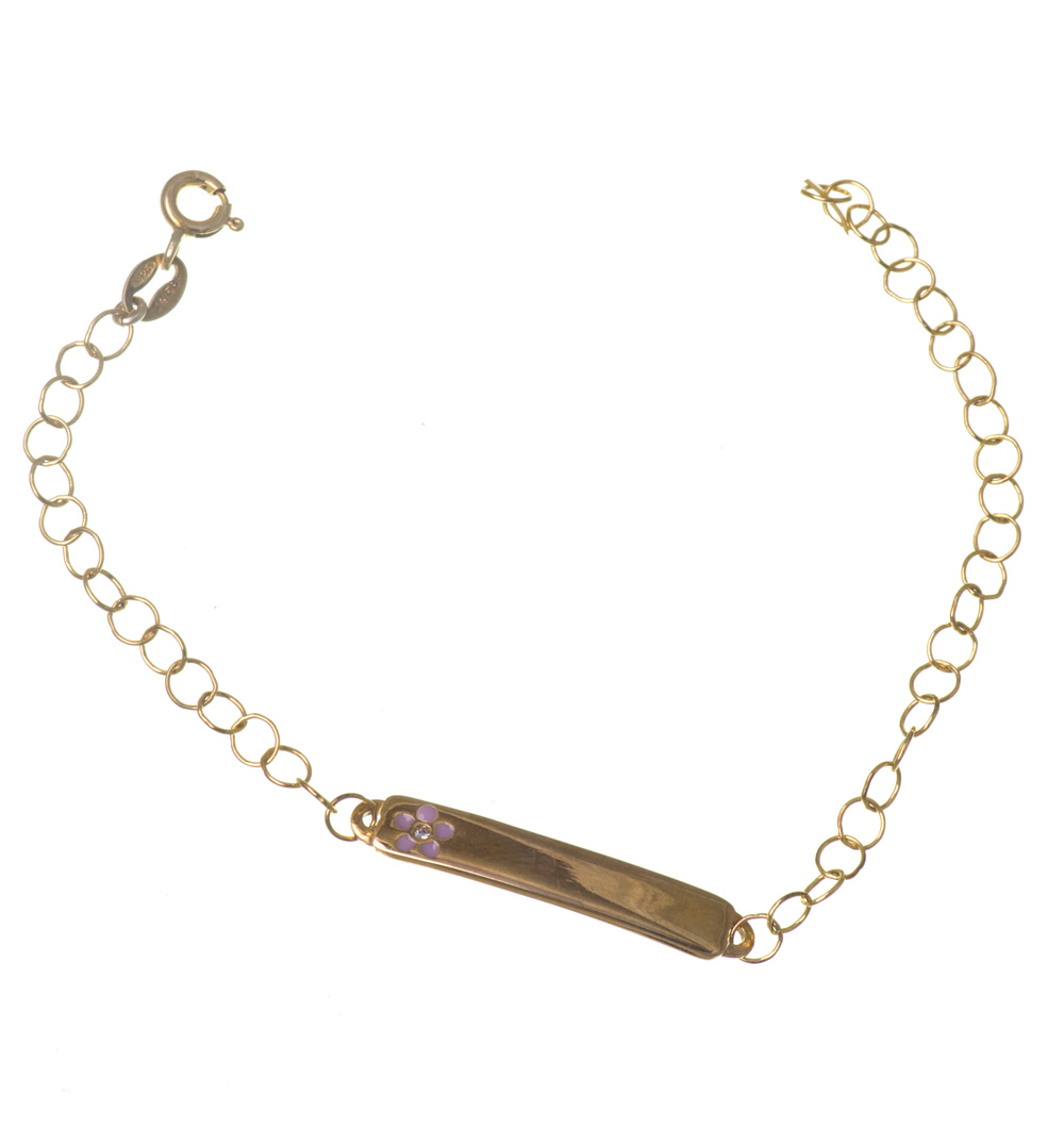 IMG_1713 Παιδικό βραχιόλι ταυτότητα ασήμι 925° επιχρυσωμένο με σχέδιο λουλούδι - Image 1