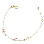 Παιδικό χρυσό βραχιόλι με καρδιά και σταυρό από ασήμι 925°