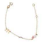 Παιδικό χρυσό βραχιόλι με στέμμα και καρδούλες από ασήμι 925°