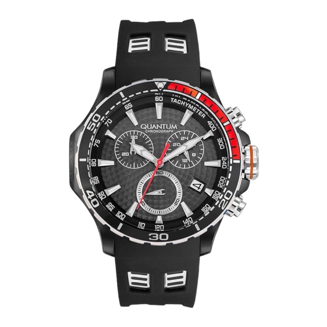 Photoroom_20240625_122411 Ρολόι ανδρικό QUANTUM Hunter Chronograph Black Silicone Strap HNG834.651 - Image 1