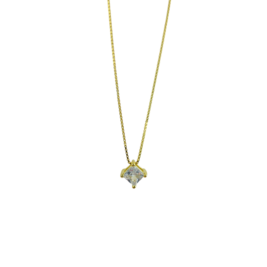 IMG_20240808_110510 Κολιέ χρυσό Μονόπετρο square Από Ασήμι 925° - Image 1