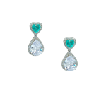 Σκουλαρίκια κρεμαστά paraiba heart από ασήμι 925°