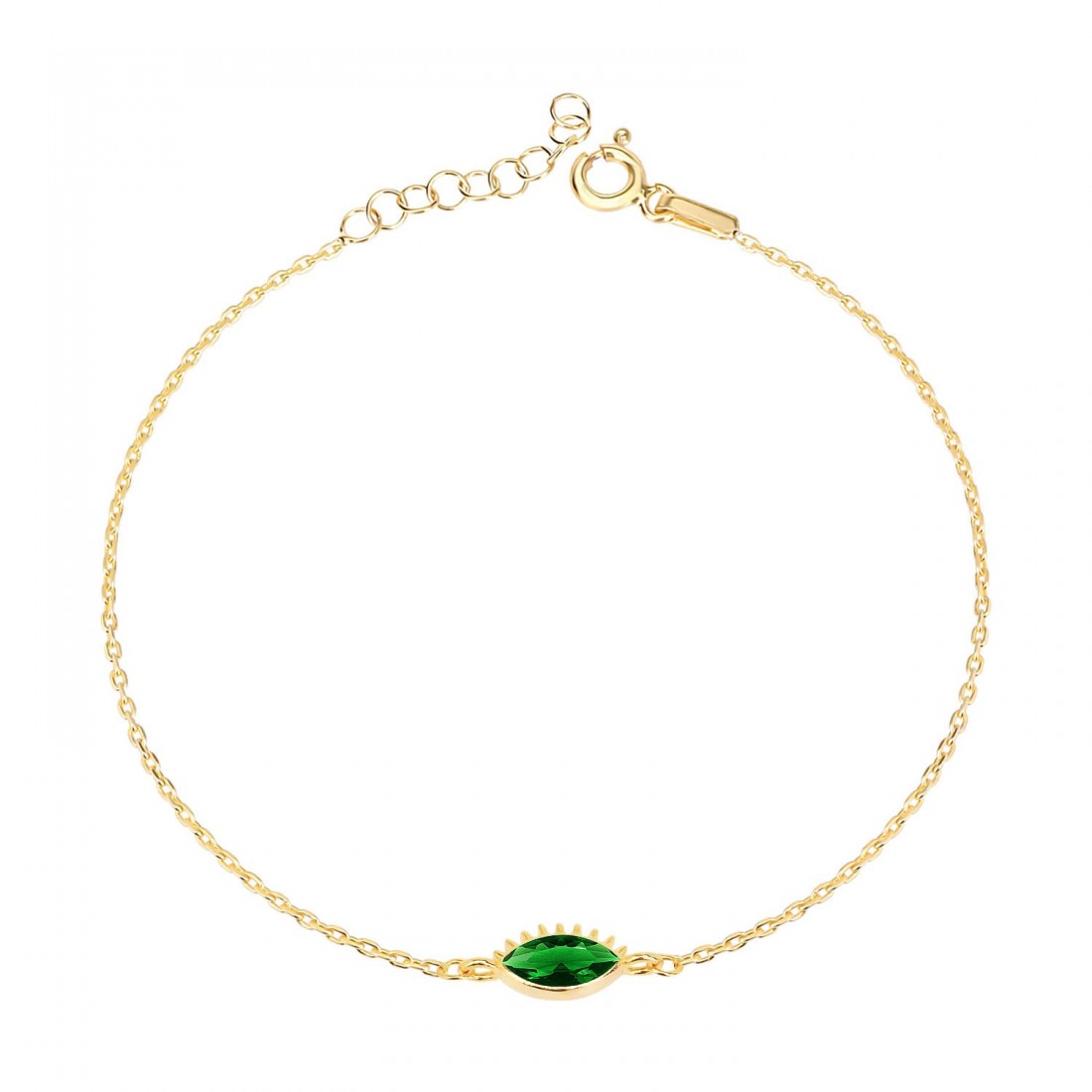 1-16626-CZ9116BGR-brachioli-mati-ZIRGON-GOLD-PL-925-1100x1100 Βραχιόλι green eye από ασήμι 925° - Image 1