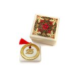 Γούρι επιτραπέζιο μάρμαρο με χρυσό στεφάνι με ευχές