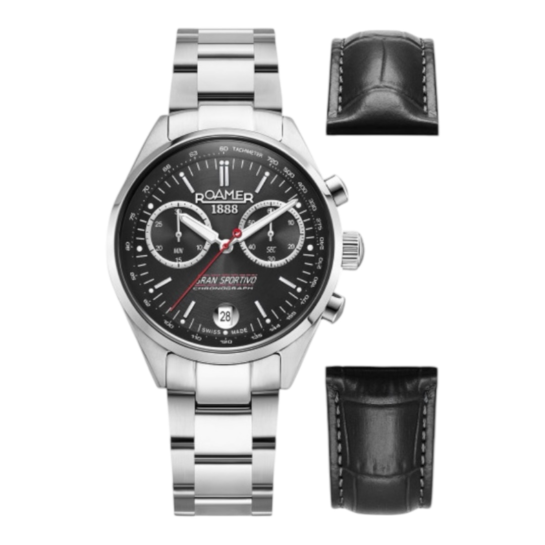 Photoroom_20241210_122428 Ανδρικό Ρολόι ROAMER Sportivo Box Set με Ασημί Μπρασελέ από Ανοξείδωτο Ατσάλι & Μαύρο Δερμάτινο Λουράκι 978818-41-85-20 - Image 1