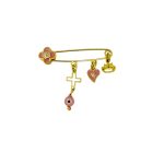 Παραμάνα φυλαχτό χρυσή με σταυρουλάκι και καρδούλα από ασήμι 925°