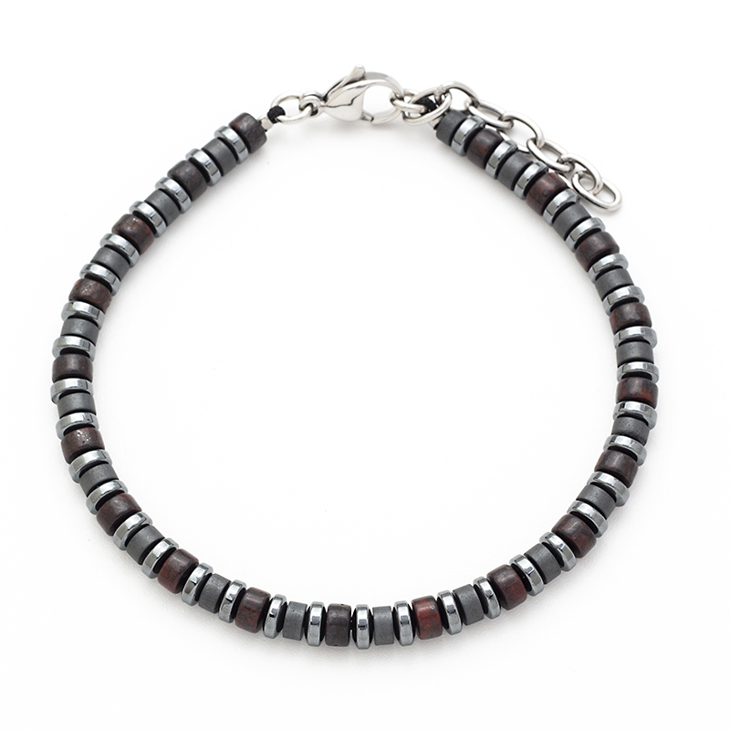 L31A-B035-4 Βραχιόλι Ατσάλινο Με Χάντρες Αιματίτη και μπρονζίτη L31A-B035-4 - Image 1