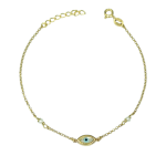 Βραχιόλι με ματάκι και πέρλες από ασήμι 925°