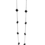 Κολιέ μακρύ black clovers με μαύρο όνυχα από ασήμι 925°