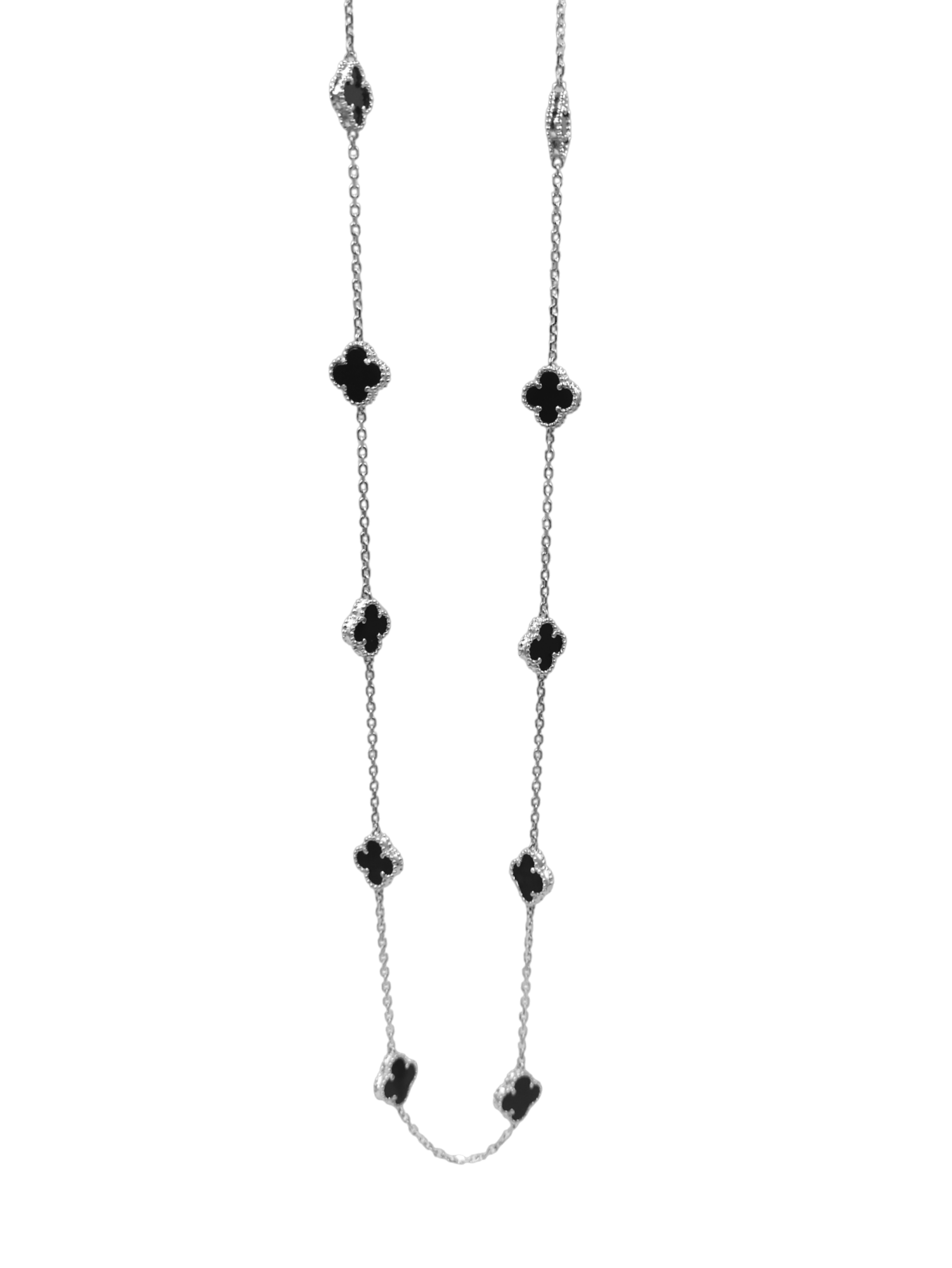 Photoroom-20250130_113814 Κολιέ μακρύ black clovers με μαύρο όνυχα από ασήμι 925° - Image 1