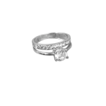 Δαχτυλίδι μονόπετρο και βεράκι από ασήμι 925°