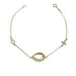 Γυναικείο βραχιόλι Janet με σταγόνα και σταυρό σε Κ9