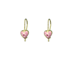 Χρυσά παιδικά κρεμαστά καρδιά με ροζ σμάλτο σε Κ9