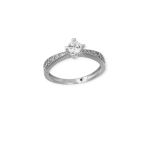 Δαχτυλίδι λευκόχρυσο μονόπετρο σε Κ14 με πλαινές πέτρες