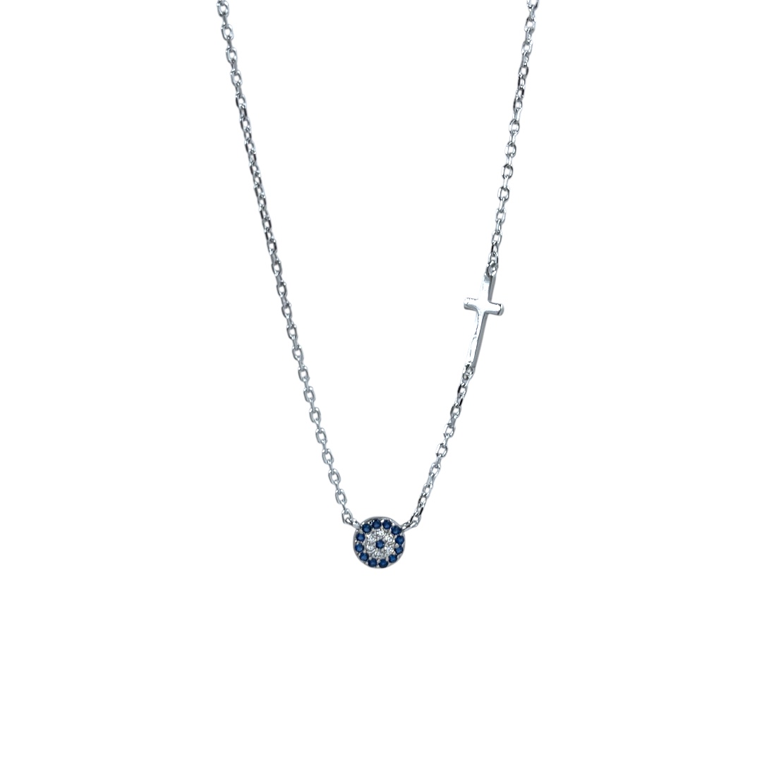 Photoroom_20250403_095458 Κολιέ eye target cross από ασήμι 925° - Image 1