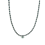 Κολιέ ροζάριο eye white blue από ασήμι 925°