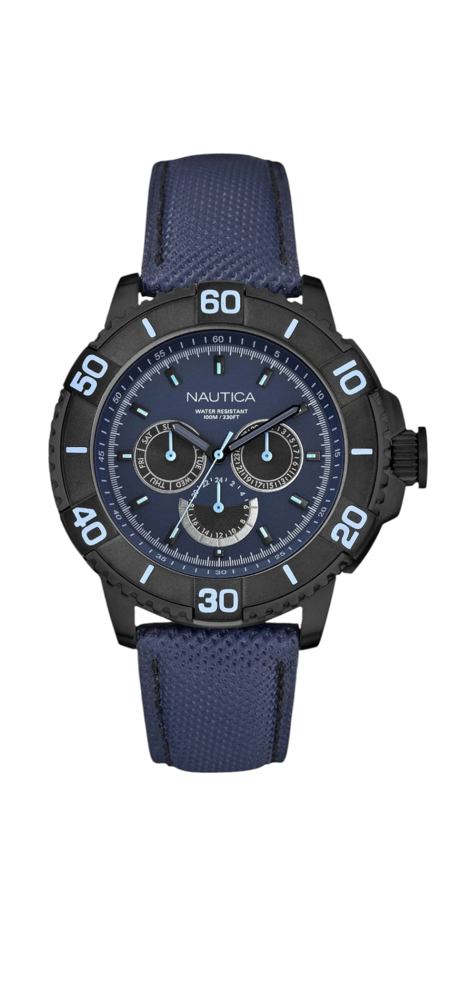 Screenshot_2025-05-16-09-57-20-014_com.google.android.googlequicksearchbox NAUTICA Chronograph Black Stainless Steel Blue Leather Strap A18644G - Image 1