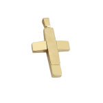 Σταυρός Val' Oro διπλής όψης με ματ φινίρισμα σε 14 καράτια