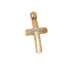 Χρυσός σταυρός γυναικείος με ζιργκόν σε 14Κ