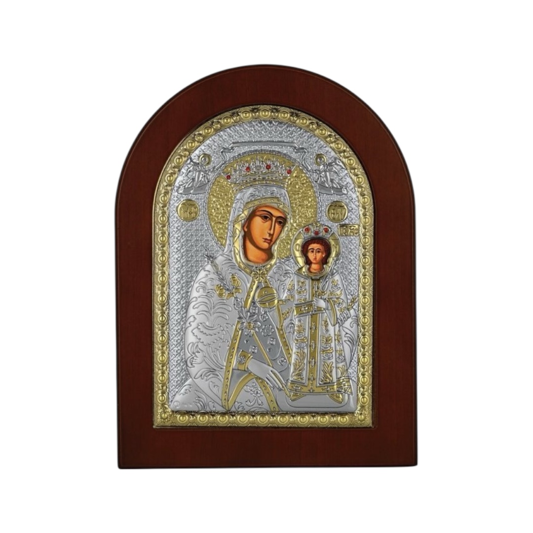 IMG-84b659b4492c1355f76c13f6c8568d7a-V Prince Silvero Εικόνα Παναγία των Ρόδων Ασημένια 15x21cm MA-E1123BX - Image 1