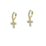 Σκουλαρίκια cross gold hoops με ζιργκόν από ασήμι 925°