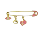 Παραμάνα φυλαχτό χρυσή με κορώνα,ματάκι και καρδούλα από ασήμι 925°