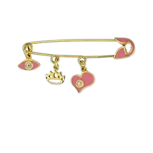 70593_1 Παραμάνα φυλαχτό χρυσή με κορώνα,ματάκι και καρδούλα από ασήμι 925° - Image 1