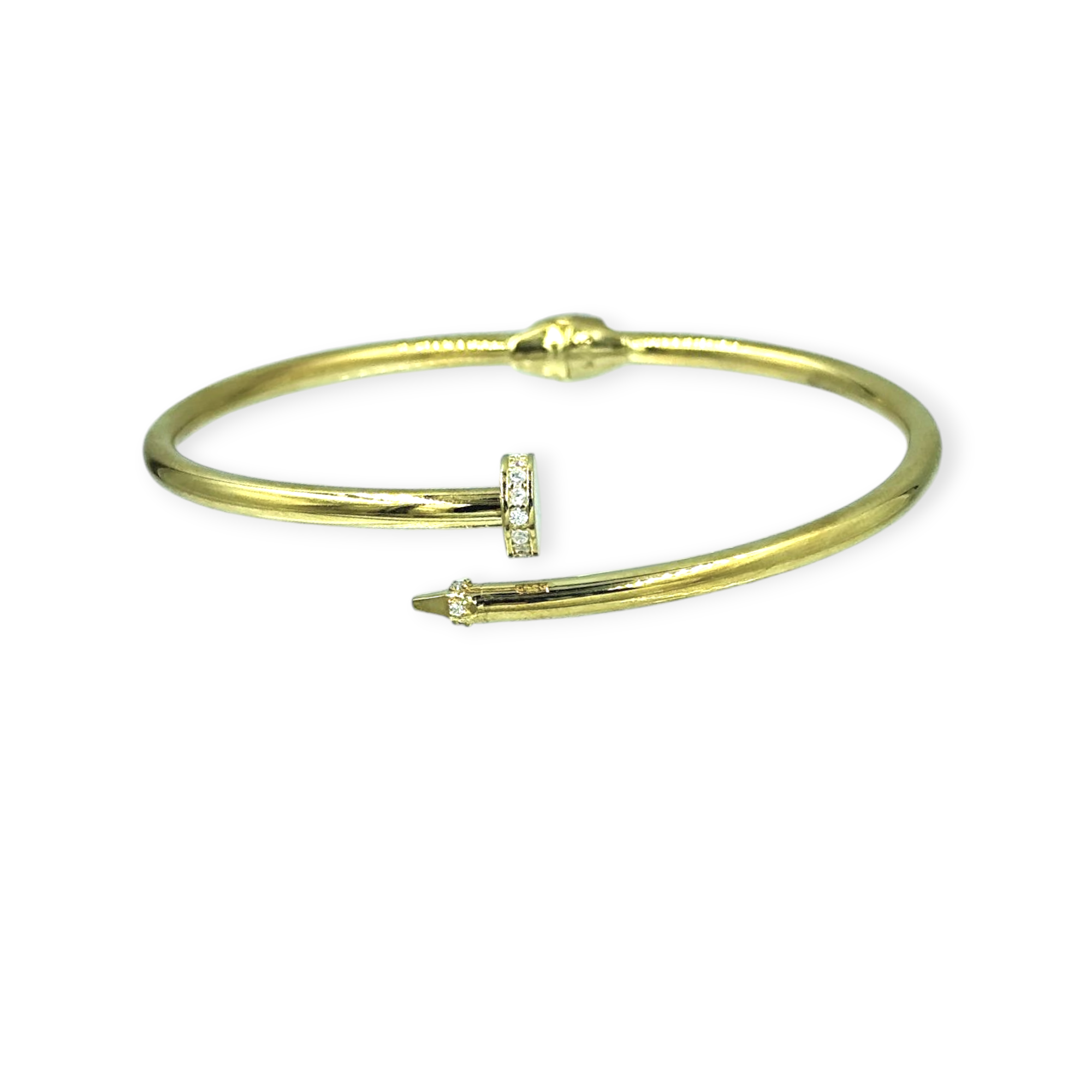 IMG_20250811_102056 Βραχιόλι χρυσό γυναικείο χειροπέδα καρφί με λευκά ζιργκόν από ασήμι 925° - Image 1
