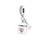 Charm ear pods pink heart για βραχιόλι από ασήμι 925°