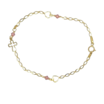 Βραχιόλι χρυσό με σταυρό και καρδιές σε Κ9