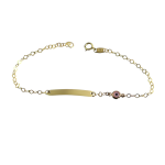 Ταυτότητα βραχιόλι χρυσό με ροζ ματάκι σε Κ9