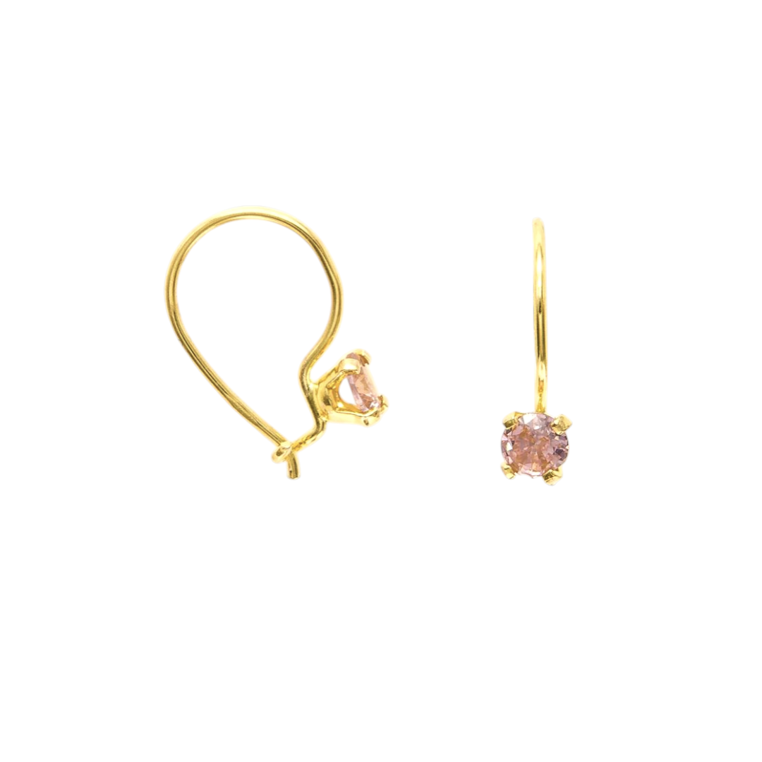 DSC1031 Σκουλαρίκια pink κρεμαστά από χρυσό Κ9 - Image 1