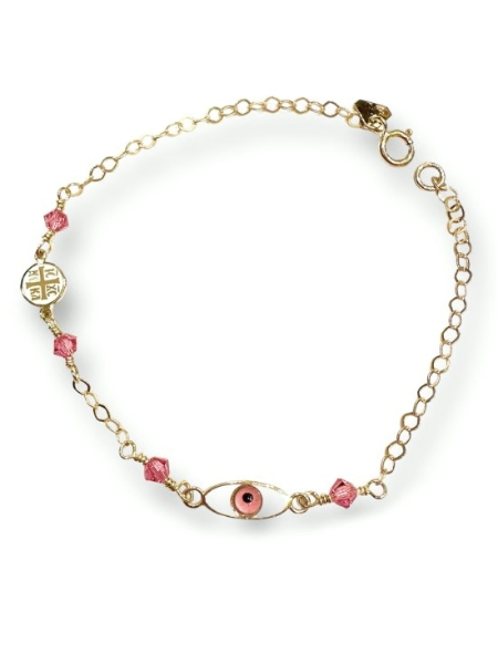 IMG_20250904_114824 Βραχιόλι χρυσό με ματάκι και κωνσταντινάτο σε Κ9 - Image 1