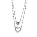 Κολιέ διπλό από ασήμι 925° με καρδιές