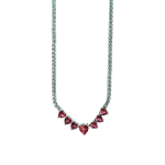 Κολιέ ριβιέρα red hearts με λευκά ζιργκόν από ασήμι 925°