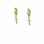 Σκουλαρίκια cross gold hoops από ασήμι 925°