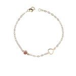 Βραχιόλι χρυσό με ροζ ματάκι και καρδια Κ9