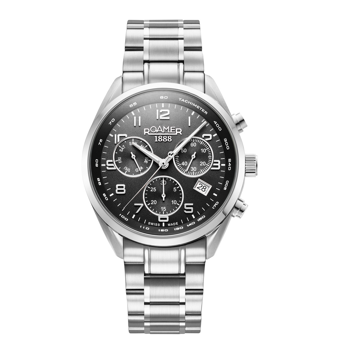 993819-41-44-20_1200x1200 ROAMER Pro Chrono Chronograph Silver Black Stainless Steel Bracelet 993819-41-44-20 - Image 1