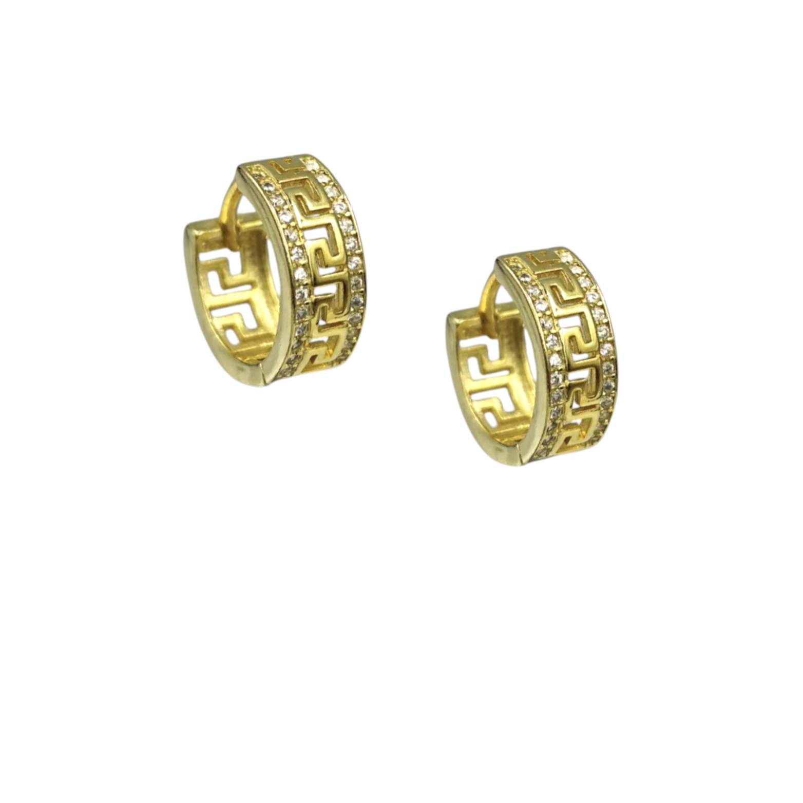 IMG_20251009_120656 Σκουλαρίκια greca gold zirgon hoops κρίκοι από ασήμι 925° - Image 1
