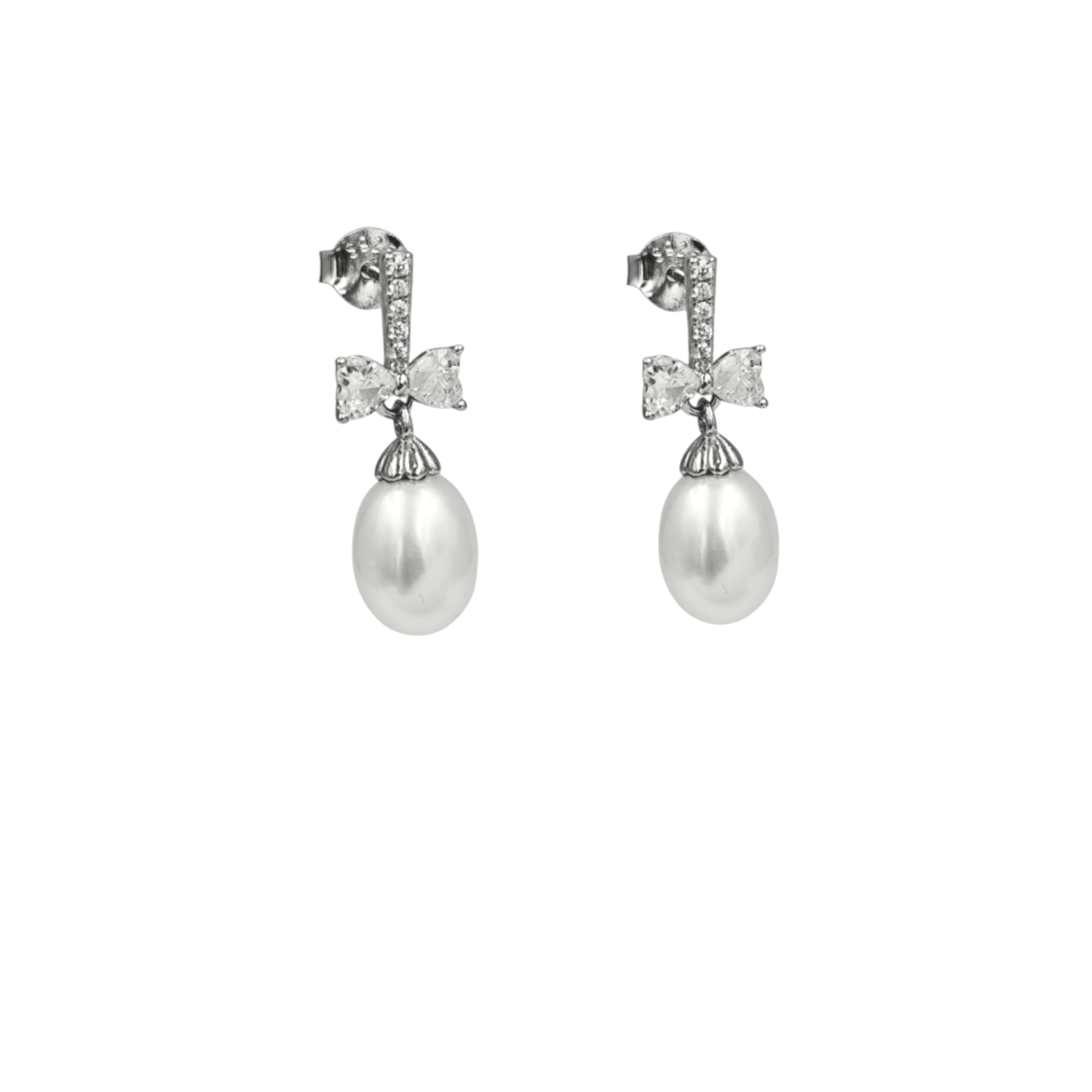 IMG_20251009_120748 Σκουλαρίκια bows&pearls από ασήμι 925° - Image 1