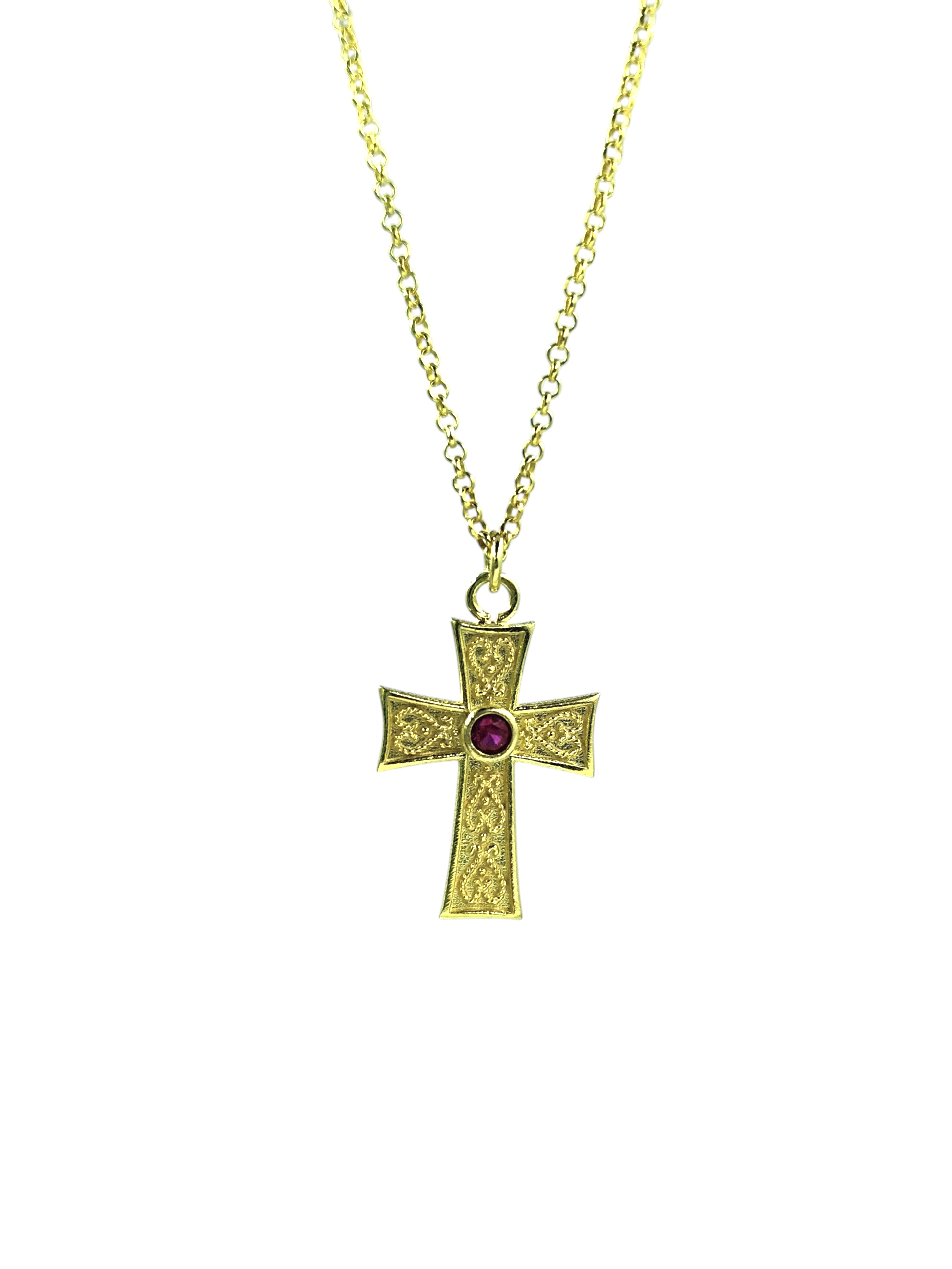 IMG_20251029_121106 Κολιέ χρυσό σταυρός με κόκκινη πέτρα από ασήμι 925° - Image 1
