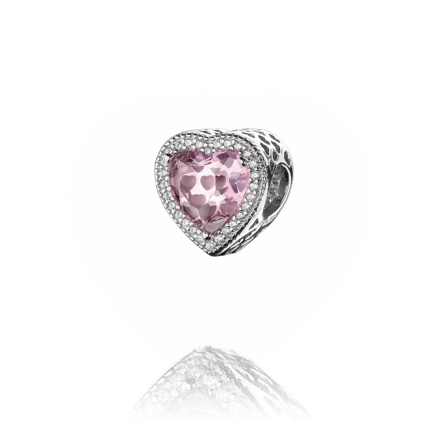 5edbcad5b6b9004b1dbc5cbbc93bf94b754f5eee_original Charm pink crystal heart για βραχιόλι από ασήμι 925° - Image 1