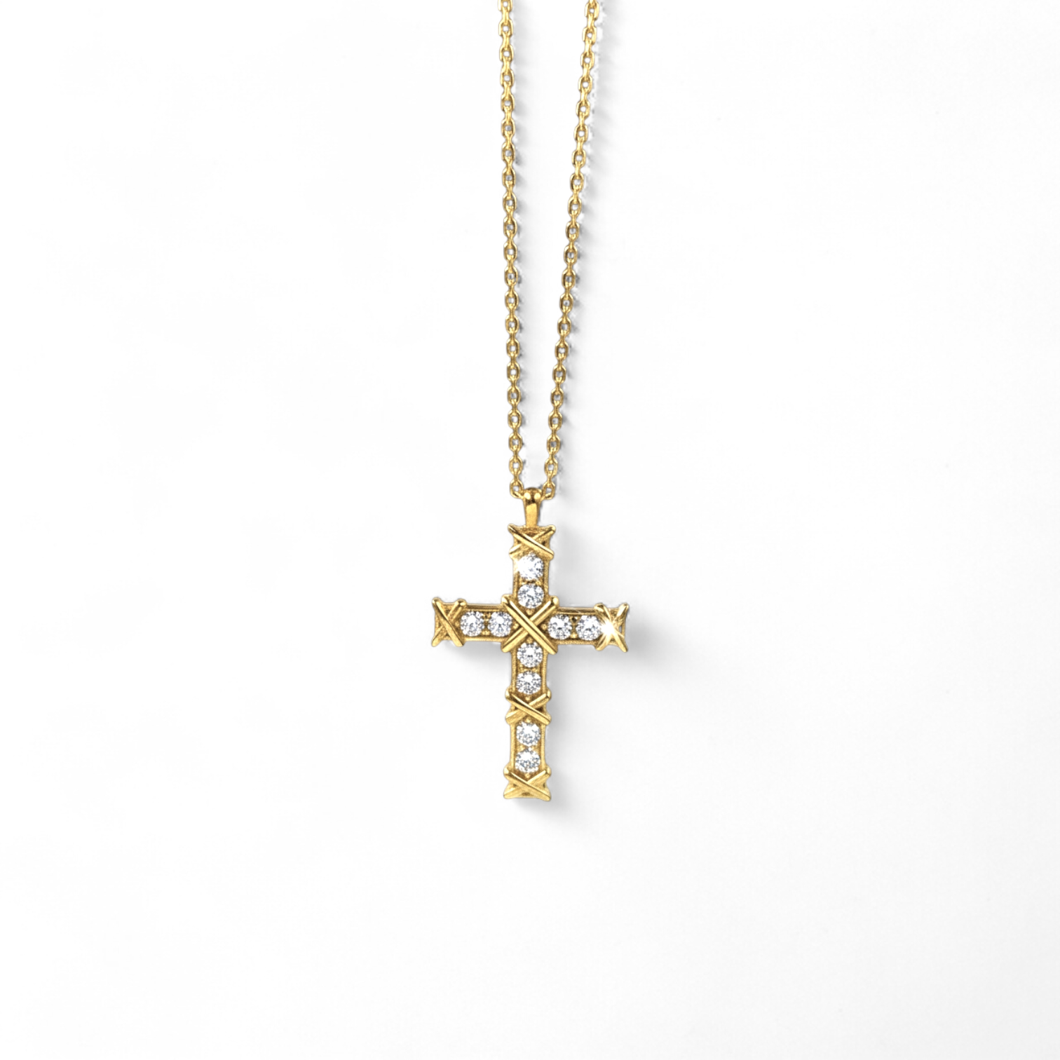 IMG_20251202_120344 Κολιέ σταυρός με πέτρες ζιργκόν από επιχρυσωμένο ασήμι 925° - Image 1