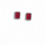 Σκουλαρίκια fucshia rosette από ασήμι 925°