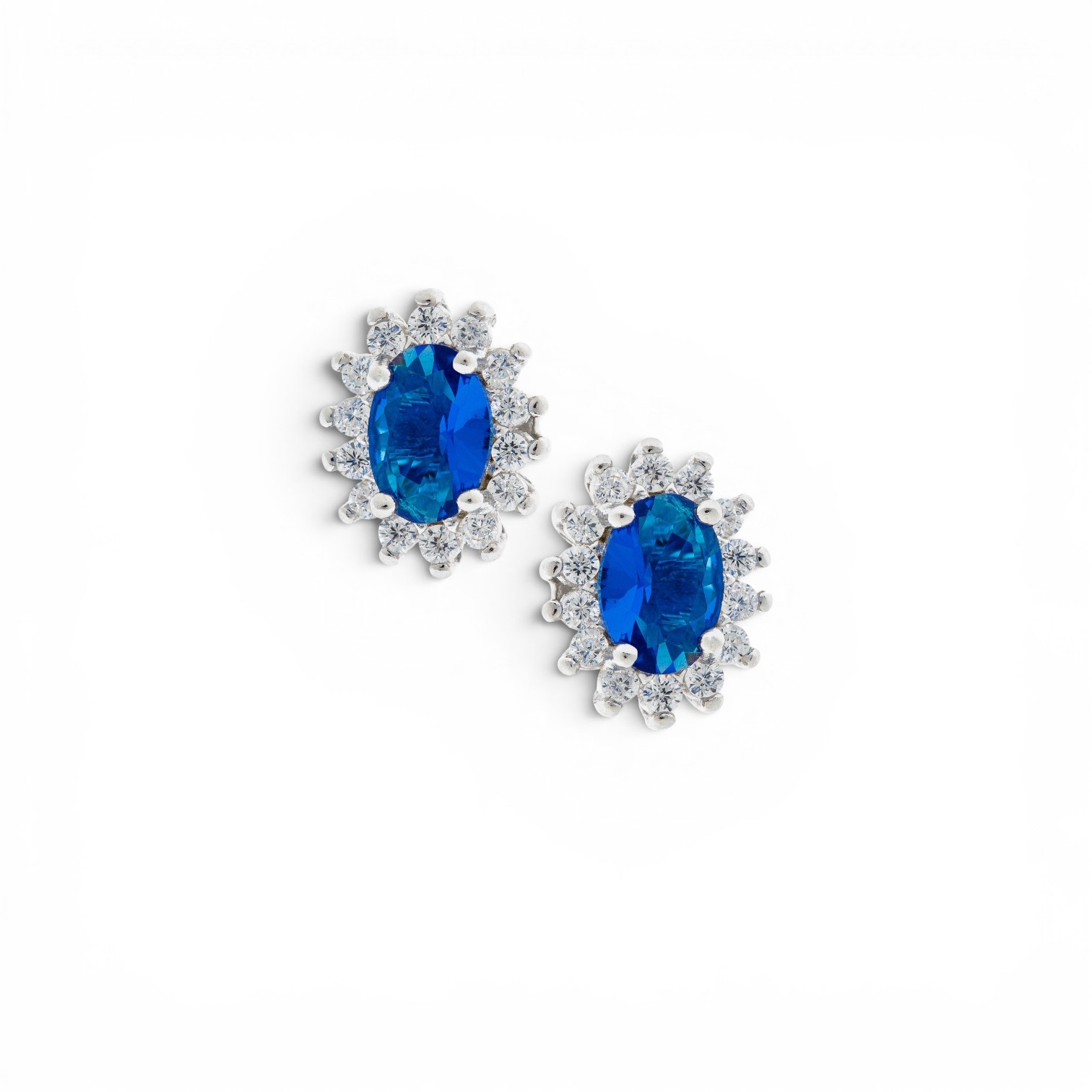 ES4014-1 Σκουλαρίκια blue ροζέτες ασημένια 925° - Image 1