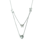 Κολιέ διπλό από ασήμι 925° με καρδιά και πεταλούδες