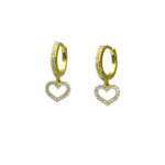 Σκουλαρίκια επιχρυσωμένα κρικάκια με καρδιά από ασήμι 925°