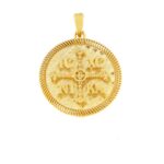 Κωνσταντινάτο κρεμαστό στρογγυλό χρυσό διπλής όψης Κ14