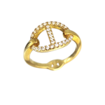 Δαχτυλίδι Rare χρυσό με λευκά ζιργκόν σε ασήμι 925°