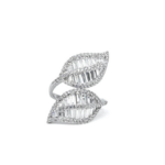 Δαχτυλίδι baguette leaf με λευκά ζιργκόν μπαβέτ από ασήμι 925°